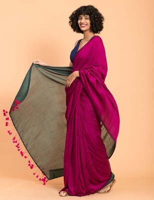 bm creation Color Block Handloom Pure Cotton Saree(Multicolor)