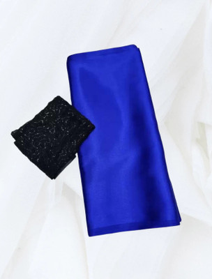Aruna Sarees Solid/Plain Bollywood Satin Saree(Blue)