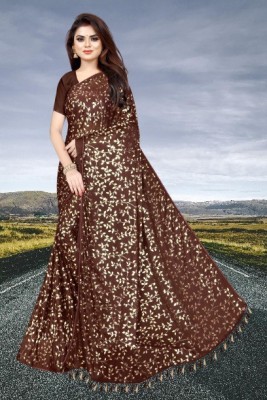 rajni rayon Printed Bollywood Lycra Blend Saree(Brown)