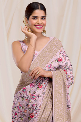 M.B.ENTERPRISE Digital Print Banarasi Crepe Saree(Purple)