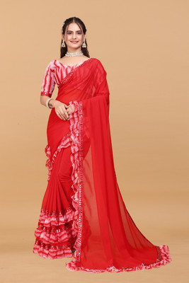 chigs fastion Self Design Bollywood Georgette Saree(Yellow)