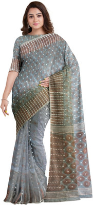 Paul Saree Self Design Handloom Pure Cotton Saree(Grey)