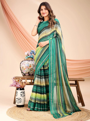 VIBHAGYAA Printed Daily Wear Chiffon Saree(Light Green)