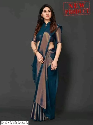 Vragi Self Design Bollywood Chiffon Saree(Blue)