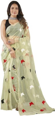 Aika Embroidered Bollywood Net Saree(Multicolor)