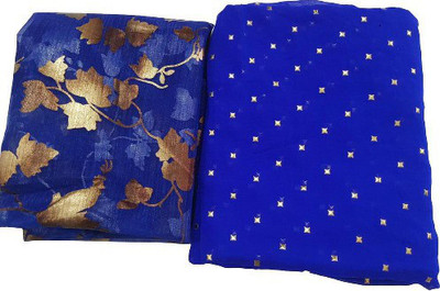 Prutha Fashions Printed Bollywood Chiffon Saree(Light Blue)