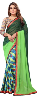 Sarvagny Printed Bollywood Georgette Saree(Light Green)