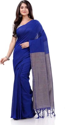 UR Affection Self Design Handloom Pure Cotton Saree(Blue)