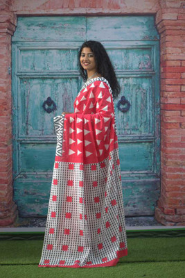 Pinkcity Trade World Printed Daily Wear Pure Cotton Saree(Pink)