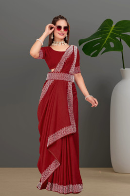 Jay Bajrang Fashion Self Design Assam Silk Chanderi Saree(Red)