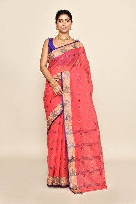 maa textile Self Design Tant Pure Cotton Saree(Red)