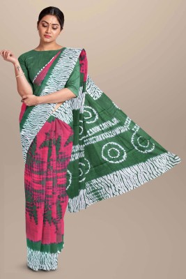 Printed Cotton Mulmul Saree Blocked Printed, Checkered, Digital Print, Dyed, Floral Print, Self Design, Printed Daily Wear Pure Cotton Saree(Pink)