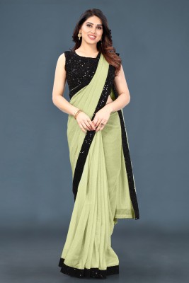 ANOKHI STYLE Embellished Bollywood Lycra Blend Saree(Green)