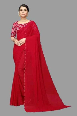 supalee tex Solid/Plain Bollywood Georgette Saree(Multicolor)