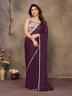 ROOP SUNDARI SAREES Solid/Plain Daily Wear Georgette Saree(Purple)