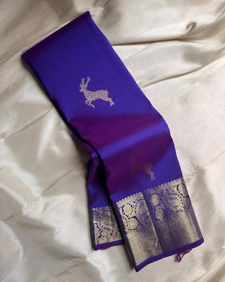 HouseOfCommon Woven Kanjivaram Pure Silk Saree(Purple)