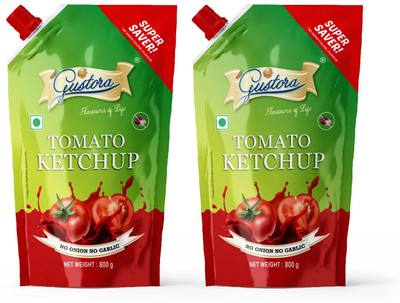 Gustora No Onion Garlic Tomato Ketchup Combo I Rich & Smooth- (800gm X 2) Sauces(2 x 800 g)