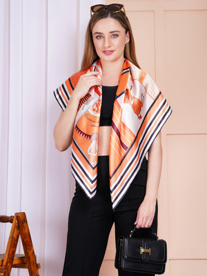 FUKUSO Printed Satin Blend Women Fancy Scarf