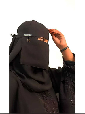 Nalmie Chiffon Solid Naqab(Black)