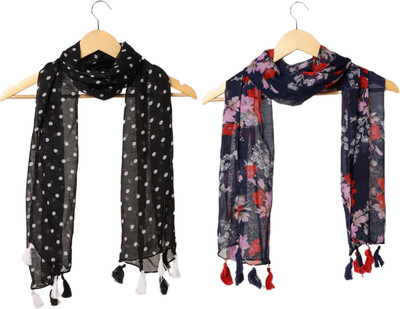 RIDDLE NEEDLE Floral Print Chiffon Women Scarf, Stole, Fancy Scarf