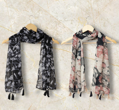 RiddleNeedle Printed Chiffon Women Scarf, Stole, Fancy Scarf