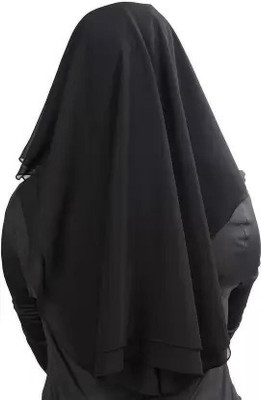 Nalmie Chiffon Solid Naqab(Black)