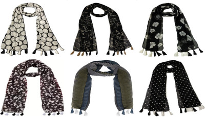 XMSFASHION Printed Chiffon Women Scarf, Stole, Fancy Scarf