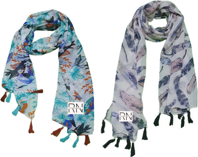 RIDDLE NEEDLE Floral Print Chiffon Women Fancy Scarf