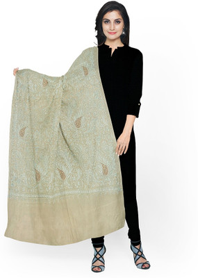 KHEVANHAAR Embroidered Poly Wool, Pure Wool Women Fancy Scarf