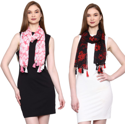 RiddleNeedle Floral Print Chiffon Women Scarf, Fancy Scarf, Stole