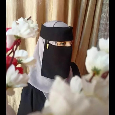 Nalmie Chiffon Solid Naqab(Black)