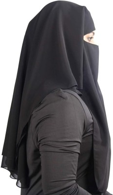 Nalmie Georgette Solid Naqab(Black)