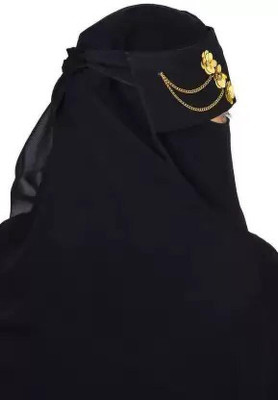 Nalmie Chiffon Solid Naqab(Black)