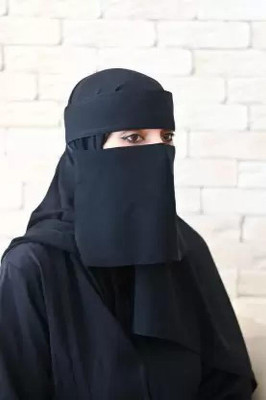 Nalmie Georgette Solid Naqab(Black)