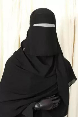 Dhyeyu Georgette Solid, Self Design Naqab(Black)
