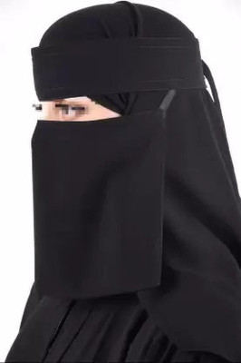 Nalmie Georgette Solid Naqab(Black)