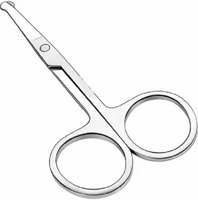Glamezone Rounded Scissors for -Mustache & Beard Trimming Scissors Scissors(Set of 1, Silver)