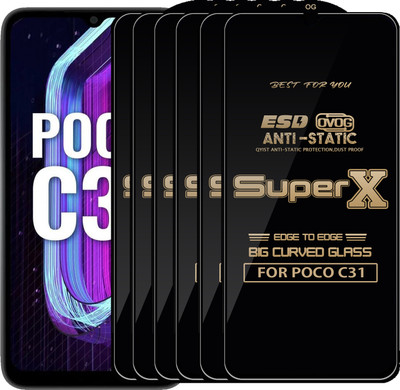 Qyist Edge To Edge Tempered Glass for POCO C31(Pack of 6)
