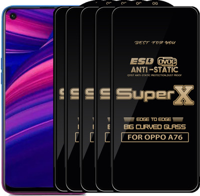 Qyist Edge To Edge Tempered Glass for OPPO A76(Pack of 5)