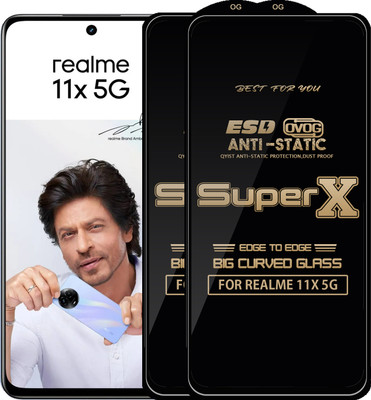 Qyist Edge To Edge Tempered Glass for REALME 11X 5G(Pack of 2)