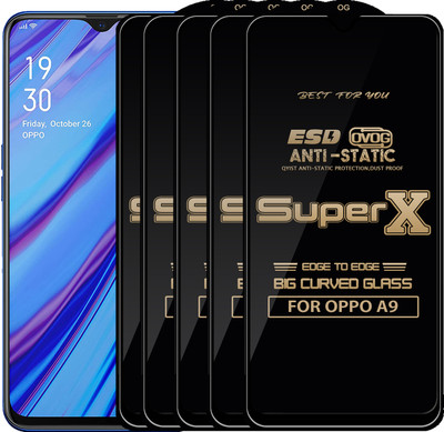 Qyist Edge To Edge Tempered Glass for OPPO A9(Pack of 5)
