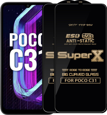 Qyist Edge To Edge Tempered Glass for POCO C31(Pack of 2)