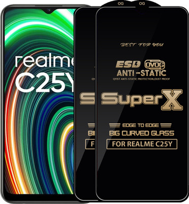 Qyist Edge To Edge Tempered Glass for REALME C25Y(Pack of 2)