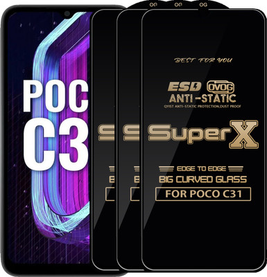 Qyist Edge To Edge Tempered Glass for POCO C31(Pack of 3)