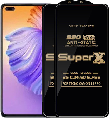 Qyist Edge To Edge Tempered Glass for TECNO CAMON 18 PRO(Pack of 2)