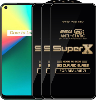 Qyist Edge To Edge Tempered Glass for REALME 7I(Pack of 3)