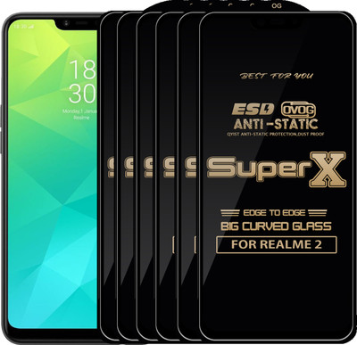 Qyist Edge To Edge Tempered Glass for Realme 2(Pack of 6)