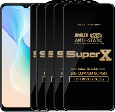 Qyist Edge To Edge Tempered Glass for VIVO Y76 5G(Pack of 5)