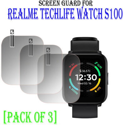 YCHROZE Edge To Edge Tempered Glass for Realme Techlife Watch S100(Pack of 3)