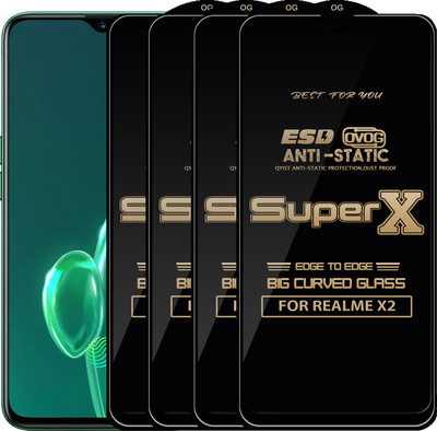 Qyist Edge To Edge Tempered Glass for REALME X2(Pack of 4)